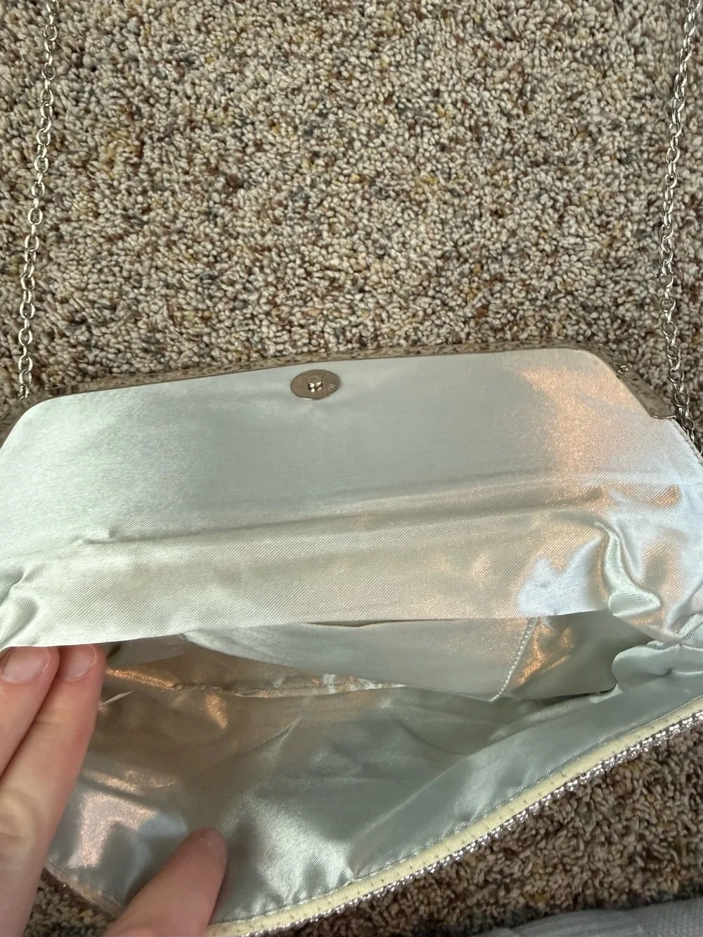 Flap Clutch Crossbody Purse Sparkly Silver